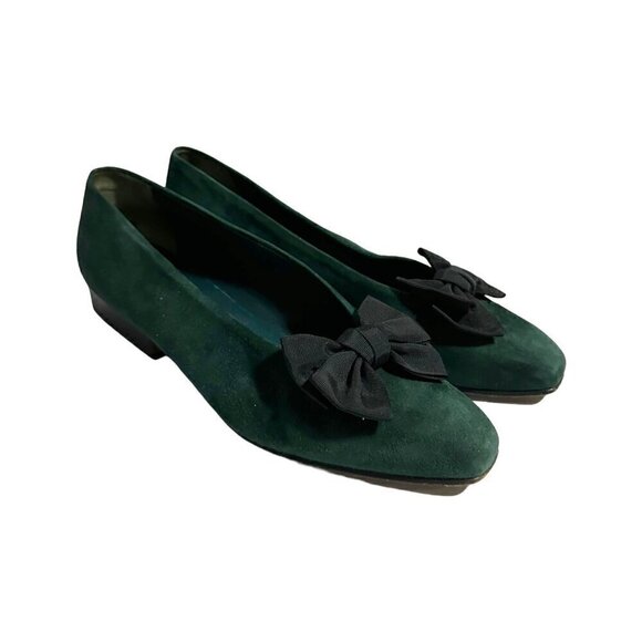 Stephane Kelian Vintage‎ Green Suede Pumps with Bow, Size 8 US, - Picture 5 of 13